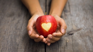 Red Apple with engraved heart