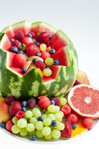 fruit salad in water melon